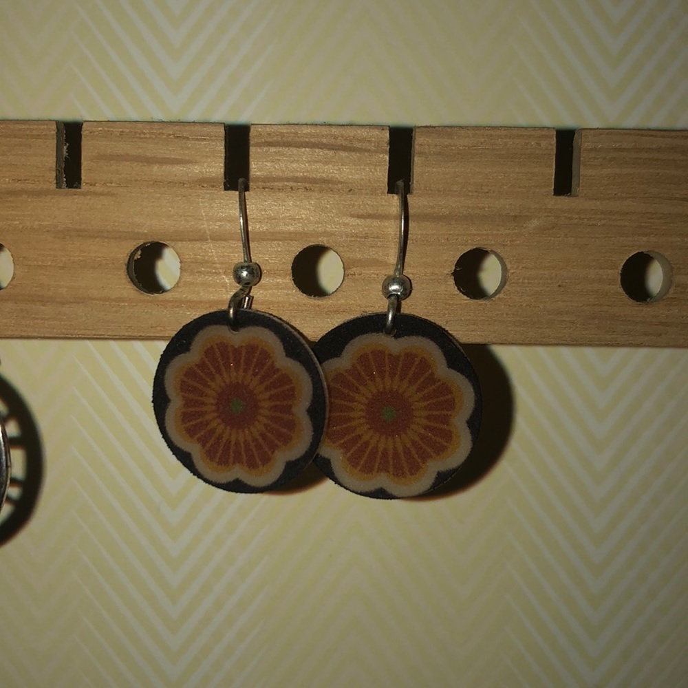 Orange and yellow flower earrings